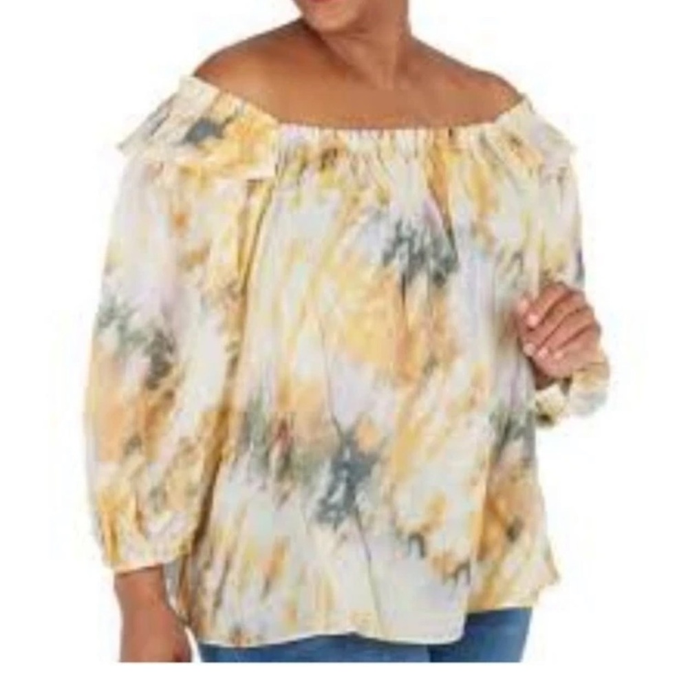 Nwot Zac and Rachel watercolor off the shoulder top size 2x